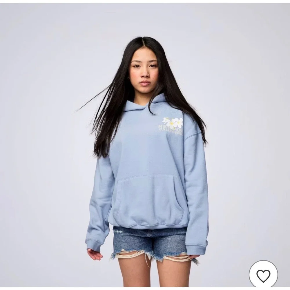 PacSun Kids XL 14/16 Newport California Seashell Oversized Hoodie Light Blue